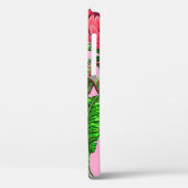Coques Case-Mate iPhone Belles feuilles vertes tropicales avec fleurs roug (Verso / Gauche)