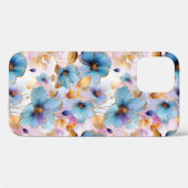 Coques Case-Mate iPhone Belles fleurs bleues Alcool Encre Pastel (Verso (horizontal))