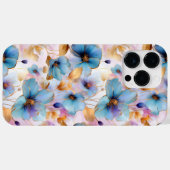 Coques Case-Mate iPhone Belles fleurs bleues Alcool Encre Pastel (Verso (horizontal))