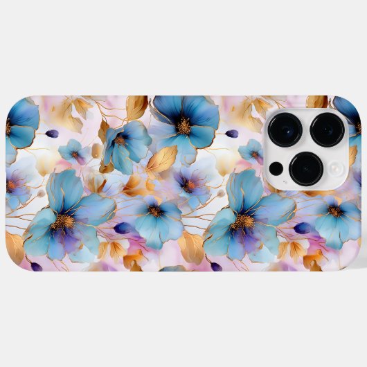 Coques Case-Mate iPhone Belles fleurs bleues Alcool Encre Pastel (Verso (horizontal))