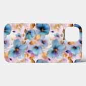 Coques Case-Mate iPhone Belles fleurs bleues Alcool Encre Pastel (Verso (horizontal))