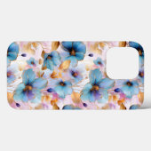 Coques Case-Mate iPhone Belles fleurs bleues Alcool Encre Pastel (Verso (horizontal))