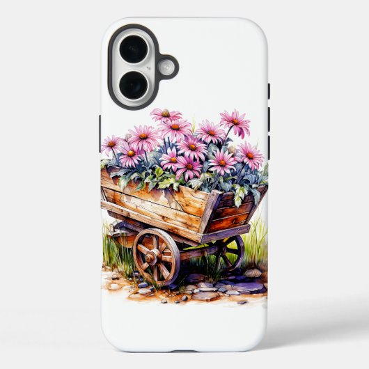 Coques Case-Mate iPhone Belles fleurs d'aster dans une brouette (Verso)
