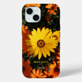 Coques Case-Mate iPhone Belles Fleurs Jaunes Oranges Nom personnalisé (Verso)