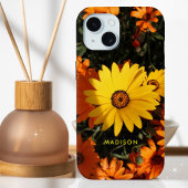 Coques Case-Mate iPhone Belles Fleurs Jaunes Oranges Nom personnalisé