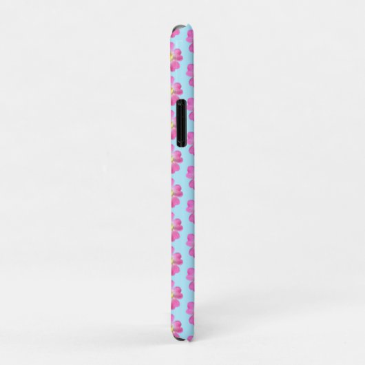 Coques Case-Mate iPhone Belles fleurs roses sur bleu clair (Dos/Droite)