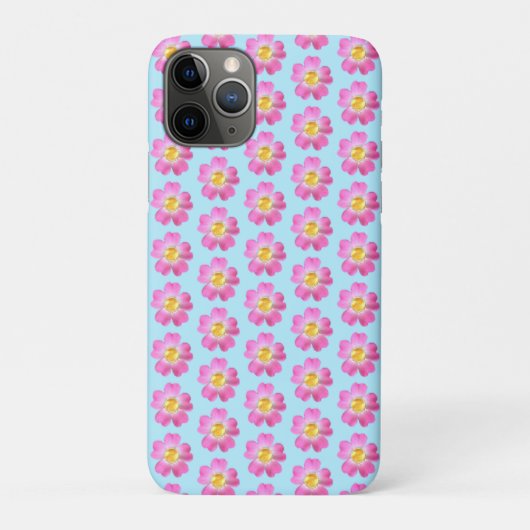 Coques Case-Mate iPhone Belles fleurs roses sur fond bleu clair (Dos)