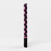 Coques Case-Mate iPhone Belles fleurs roses sur fond noir & nom du texte (Dos/Droite)