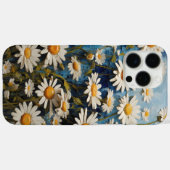 Coques Case-Mate iPhone Belles marguerites sur un fond bleu (Verso (horizontal))