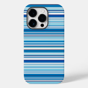 Coque Pour iPhone 14 Pro Belles rayures blanches bleues