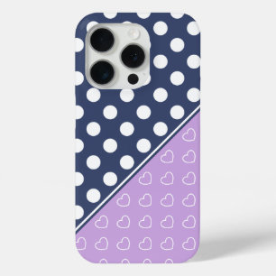 Coque iPhone 15 Pro Belles Tons De Bleu Et Pois De Lavande