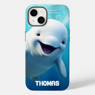 Coque Pour iPhone 14 Béluga Baleine Cartoon bleu vert océan Arctique