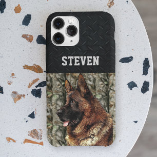Coque Pour iPhone 15 Berger allemand robuste Camo Nom Cool Chien Anima