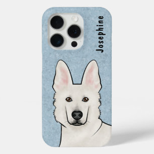 Coque iPhone 15 Pro Berger suisse blanc GSD Cartoon tête de chien
