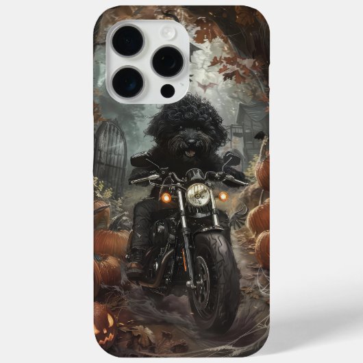 Coques Case-Mate iPhone Bernedoodle à moto Halloween effrayant (Verso)