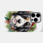 Coques Case-Mate iPhone Bernedoodle Christmas Wreath Festive Pup (Verso (horizontal))