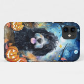 Coques Case-Mate iPhone Bernedoodle Halloween avec citrouilles effrayant (Dos (Horizontal))