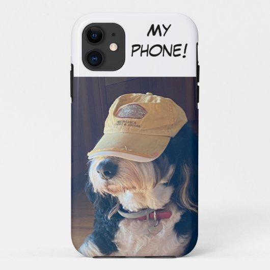 Coques Case-Mate iPhone Bernedoodle noir et blanc avec casquette jaune "Mo (Dos)