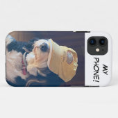 Coques Case-Mate iPhone Bernedoodle noir et blanc avec casquette jaune "Mo (Dos (Horizontal))