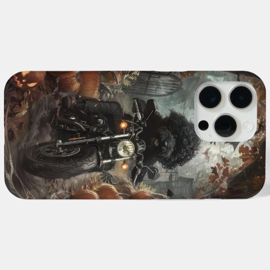 Coques Case-Mate iPhone Bernedoodle Riding Moto Halloween effrayant (Verso (horizontal))