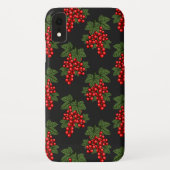 Coques Case-Mate iPhone Berries de Noël Floral Rouge (Dos)