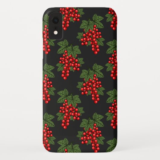 Coques Case-Mate iPhone Berries de Noël Floral Rouge (Dos)