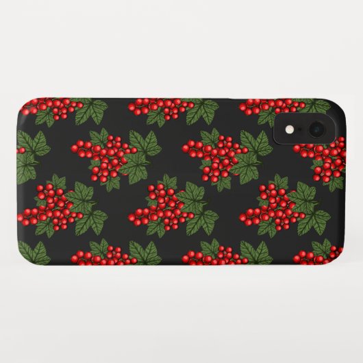 Coques Case-Mate iPhone Berries de Noël Floral Rouge (Dos (Horizontal))