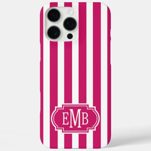 Coques Case-Mate iPhone Berry and White Monogrammed Stripes (Verso)