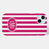 Coques Case-Mate iPhone Berry and White Monogrammed Stripes (Verso (horizontal))