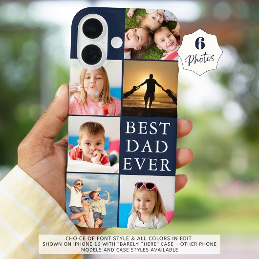 Coques Case-Mate iPhone BEST DAD EVER 6 Photo Collage Navy Blue