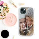 Case-Mate iPhone Case Bestés dans le script tendance | Photo avec coeur<br><div class="desc">Ce boîtier téléphonique élégant comporte le mot "Besties" dans un script tendance et élégant,  avec l'une de vos photos préférées de vous et de votre meilleur ami,  et un coeur griffé manuscrit. Fait également le cadeau parfait pour votre BFF.</div>