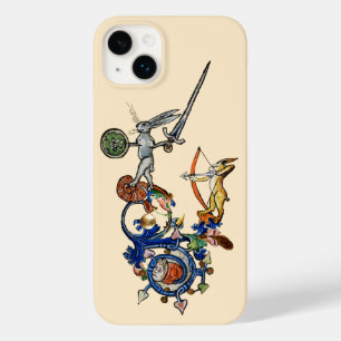Coque Pour iPhone 14 Plus BESTIAIRE MÉDIÉVAL, Lapins meurtriers avec épée