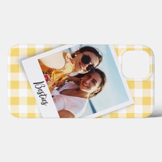 Coques Case-Mate iPhone Besties Instantané Photo Jaune Checker (Verso (horizontal))