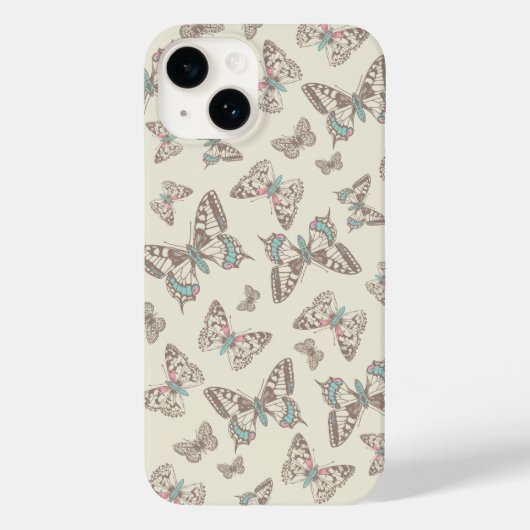 Coques Case-Mate iPhone Beurre brun à motif papillon (Verso)