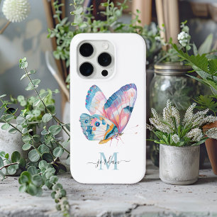 Coque iPhone 15 Pro Beurre d'aquarelle mignon avec votre monogramme