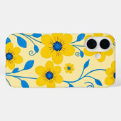 Coques Case-Mate iPhone Beurre jaune et bleu floral (Verso (horizontal))