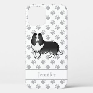 Case-Mate iPhone Case Bi-Black Shetland Sheepdog Dessin et nom