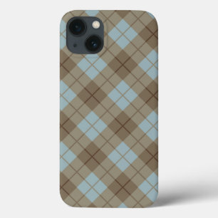Coques Pour iPhone Bias Plaid in Blue and Brown