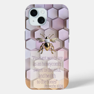 Coque Pour iPhone 15 Bible à la mode Mauve Rose Orange Nid d'abeille Or
