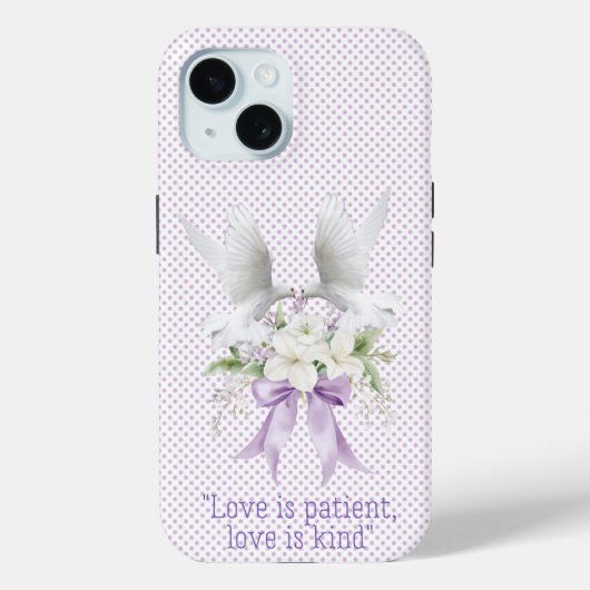 Coques Case-Mate iPhone Bible Féminin Mauve Petits Points Colombe Blanche (Verso)