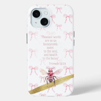 Coque Pour iPhone 15 Bible Matrice Coquette Rose Féminin Abeille Rose