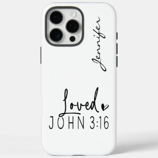 Coques iPhone 16 Pro Max Bible minimaliste moderne Verse John 3:16 iPhone