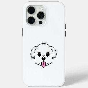 Coque iPhone 15 Pro Max Bichon blanc mignon Frise Chien Stick Sortie