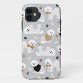 Coques Case-Mate iPhone Bichon Frise Bones and Paws Grey (Dos)