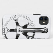 Coques Case-Mate iPhone Bicyclette Crankset - noir sur le blanc (Dos (Horizontal))