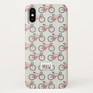Coque iPhone X Bicyclettes Motif monogramme personnalisé