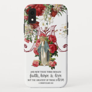 Case-Mate iPhone Case Bienheureuse Vierge Marie Écriture de la flore rel
