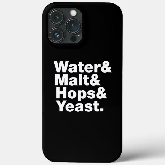Coques Case-Mate iPhone Bière = Eau & Malt & Hops & Yeast. (Verso)
