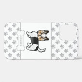 Coques Case-Mate iPhone Biewer Terrier avec pattes, os de chien et nom (Verso (horizontal))