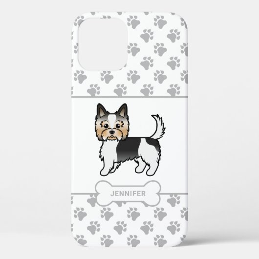 Coques Case-Mate iPhone Biewer Terrier avec pattes, os de chien et nom (Verso)